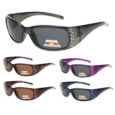 Womens Rhinestone Anti-glare Polarized Chic Narrow Rectangular Sunglasses