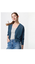 Fire Tender Debbie Short Cardigan Gestuz Uniqlo Blue Sweaters For