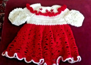 vestido de croche para bebe vermelho