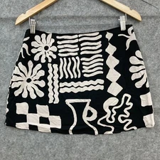 Princess Polly Skirt Womens 10 Black White Mini Lined Zip Short Length 33605