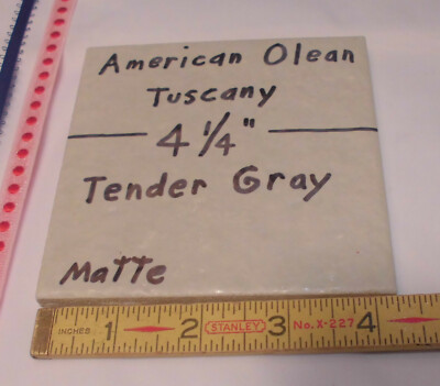 1 pc. *Tender Gray*  Bumpy Ceramic Tile; Tuscany; by American Olean 4-1/4''  NOS