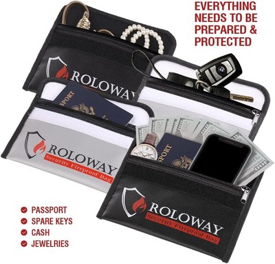 Fireproof Bag (5 X 8 ), Money Wallet Cash Fireproof Bag (2-Pack)