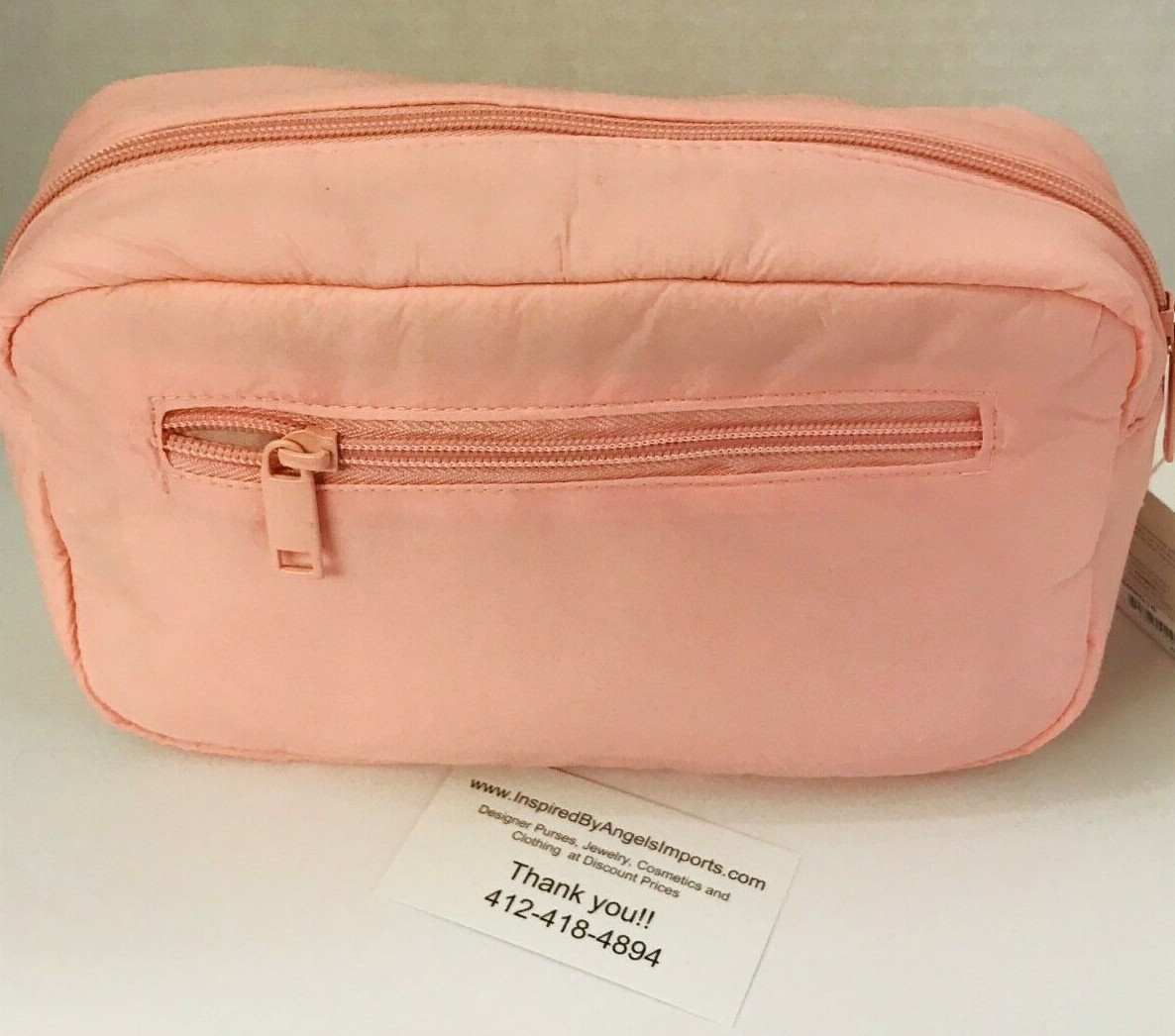 Pink Travel Cosmetic Bag Makeup Super Soft Quilt Zip Around Designer