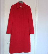 Look Women Red Wool Fully Lined Puff Sleeve Button Fitted L/s Coat Size 14