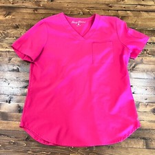 GUC Bright Pink Nursing Scrub Top By Easy Stretch Size Small