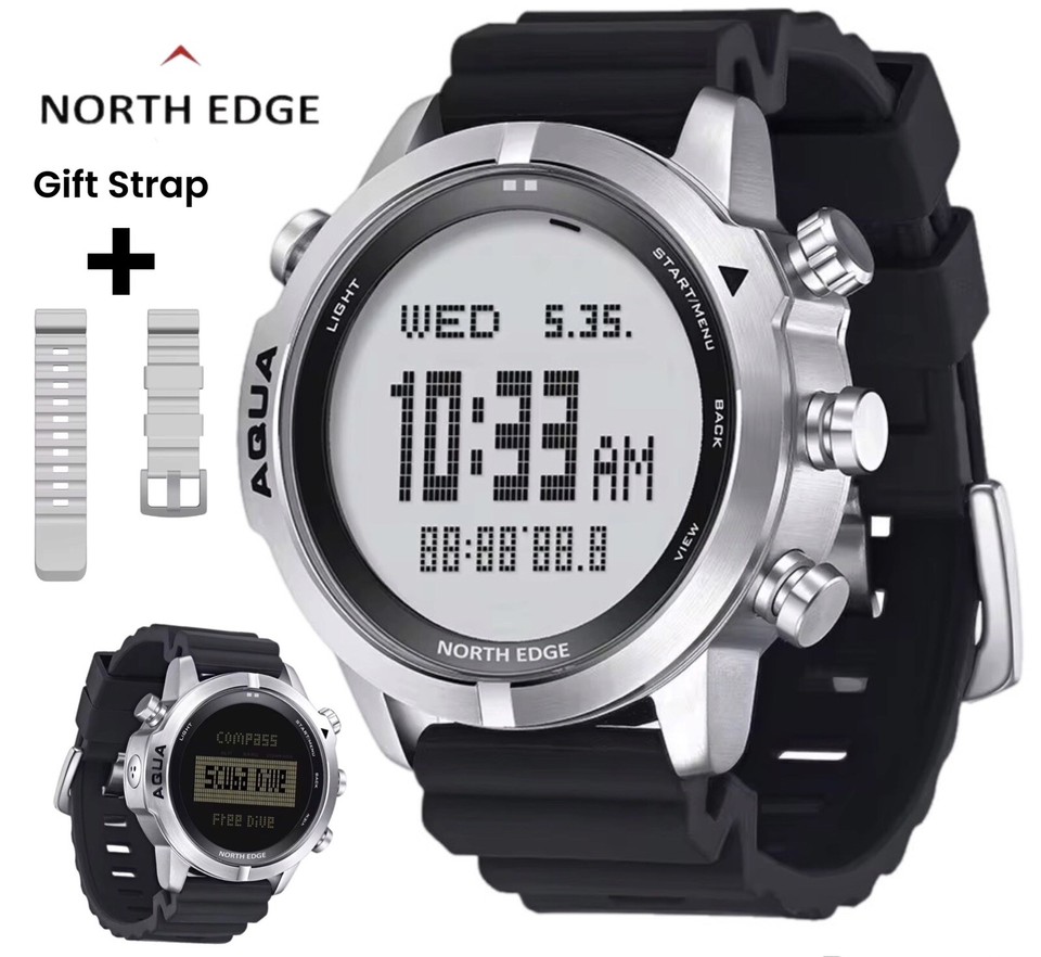 Reloj Pulsera Digital Buceo y Exterior NORTH EDGE Computadora Buceo Barómetro