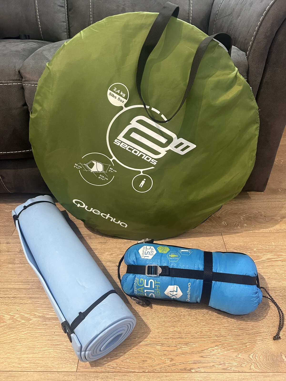 Kit Festival - Tienda Pop Up 2 Segundos, Saco de Dormir Ligero y Alfombra de Luz