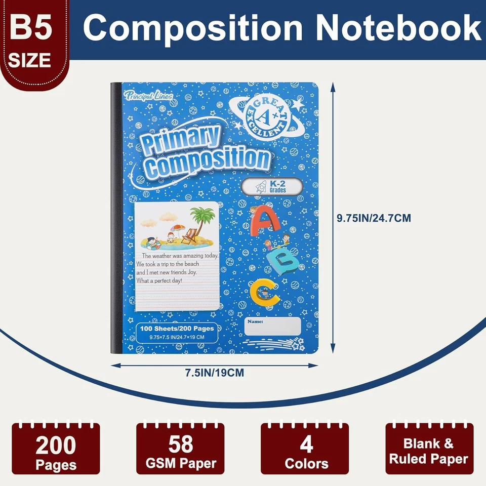 48x Primary Mead Composition Notebook Workbook 9 3/4 x 7 1/2 100 Sheets 4 Colors - Image 4 of 4