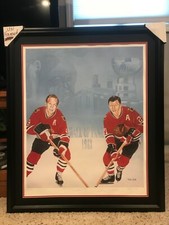 Chicago Blackhawks 1983 HOF STAN MIKITA  and Bobby Hull SIGNED LITHO LE MINT COA