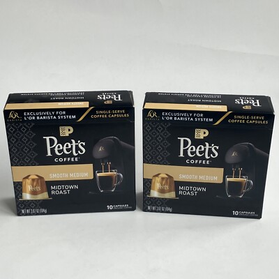 2PC L'or Barista Peets Smooth Medium Midtown Roast 20 Coffee Capsules Pods 10/24