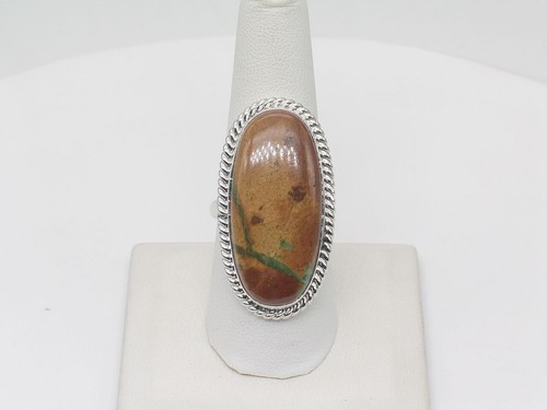 Navajo Handmade Sterling Silver & Boulder Turquoise Ring Size 8.5 - Picture 2 of 7
