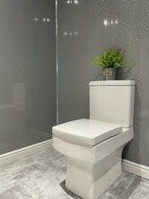 Grey Panels 8mm Tile Effect Panels, Marble Bathroom Cladding Shower Wall Premium