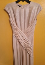 ESCADA Pillar Gown Draped Goddess Keyhole Neck Silk Lined Shimmer EU 34 US 2/4