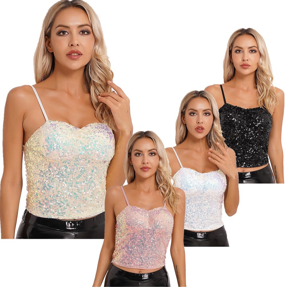 Women's Glossy Crop Tops Semi Transparent Sports Bra Yoga Racerback Tank  Vest