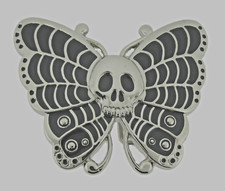 Skull Belt Buckle Silver Metal Emblem Vintage Pirate Men Women Butterfly Cowgirl