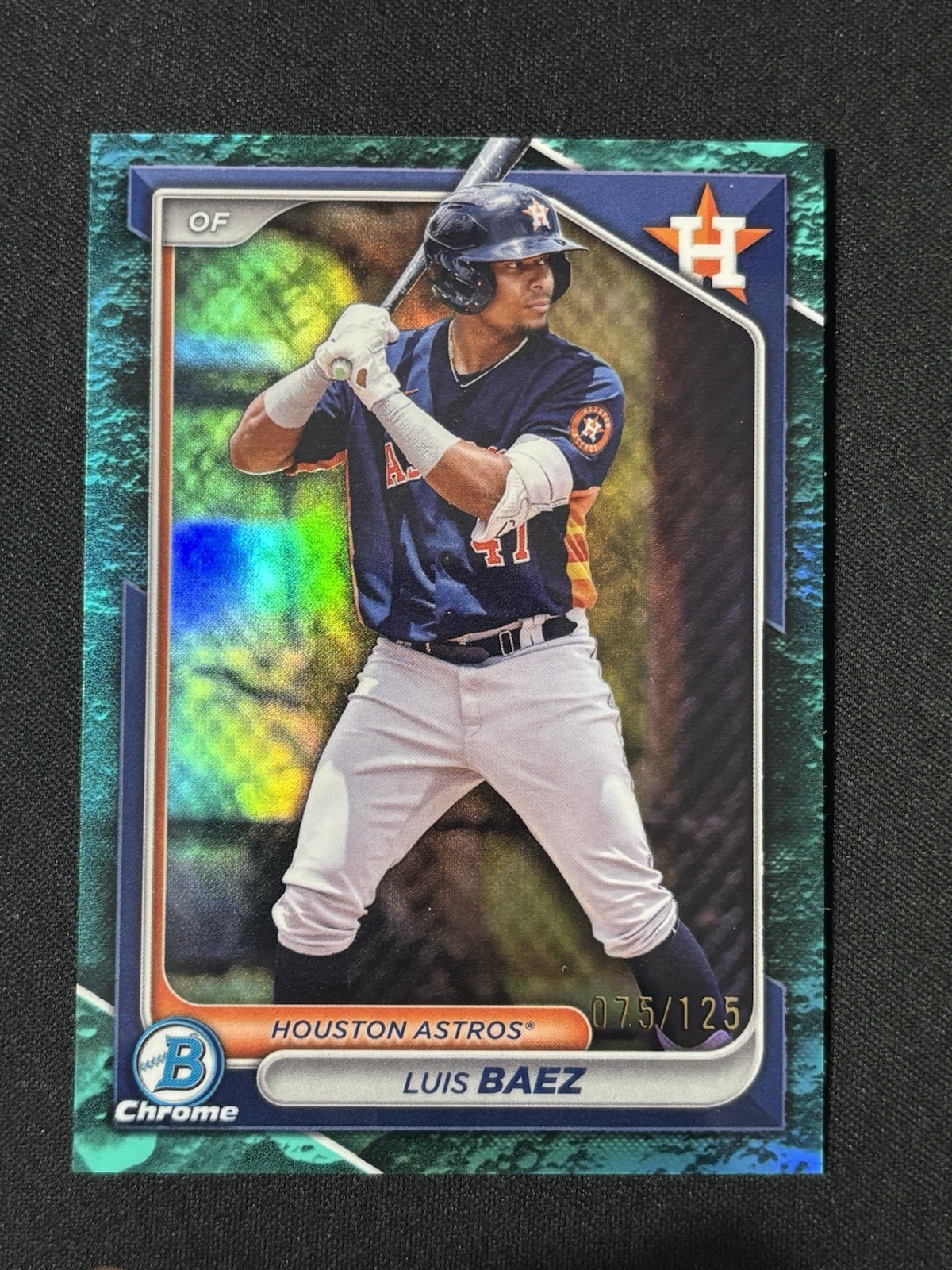 2024 Bowman Chrome Luis Baez 1st Aqua Lunar Refractor /125 [Houston Astros]