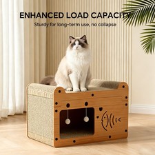 Cat Scratcher House, 2 in 1 Cardboard Cat Scratcher  Cozy Bed with Hanging Toys