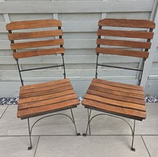 Pair Westminster Teak Folding Garden Chairs Teak & Metal Patio Chairs