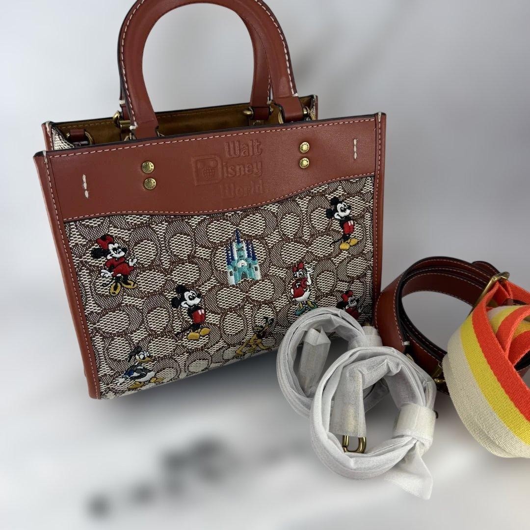 NWT COACH Disney Rogue Bag In Signature Textile Jacquard Mickey Mouse C8553