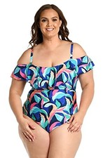La Blanca Women's Off Shoulder Ruffle One Piece Swimsuit Size 22W