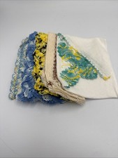 4 BEAUTIFUL VINTAGE CROCHETED And 1 Laced Rounded Handkerchiefs
