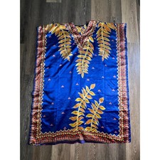 FY Signature Kaftan Dress Womens One Size Blue Dashiki Excellent Satin Maxi