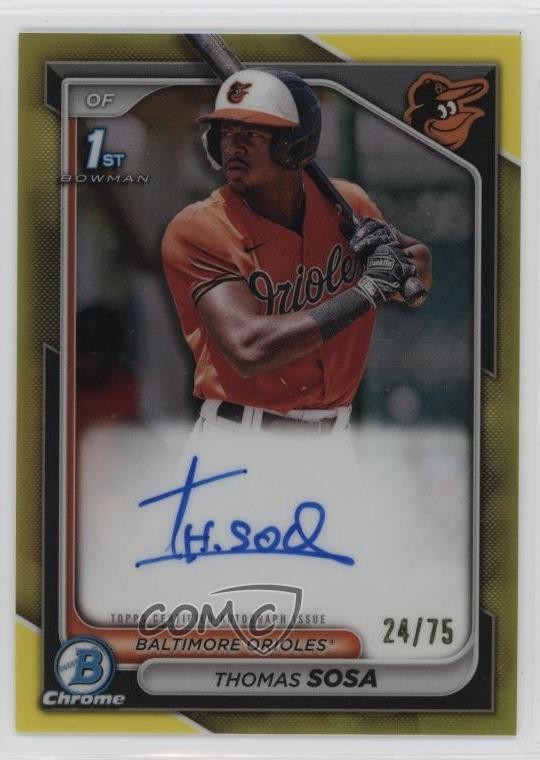 2024 Bowman Chrome Prospect Auto Yellow Refractor /75 Thomas Sosa #CPA-TS Auto