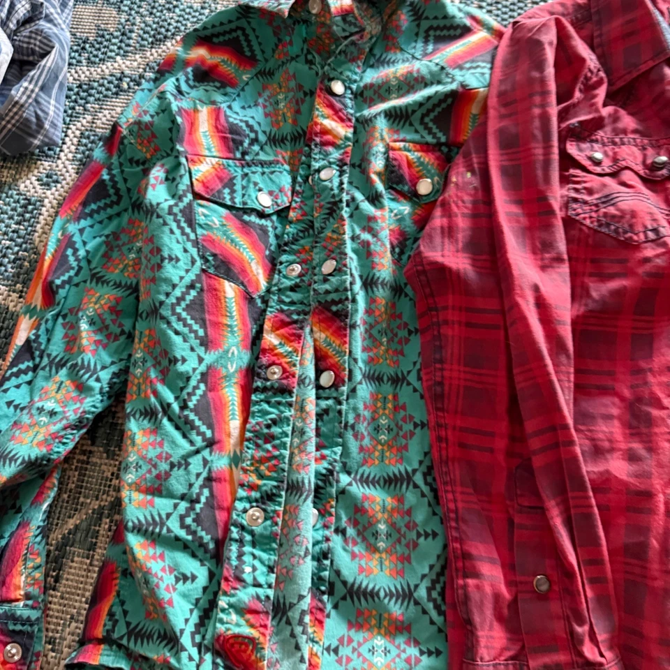 Lote Camisas Rock & Roll Denim Cody James Western Niños Talla M Azteca Cuadros Foto 3 de 4