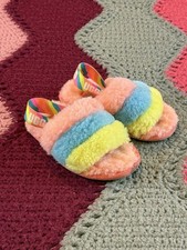 UGG Little Kids's Fluff Yeah Slide Peach Bliss Multi - Size 8 EU 25 S/N 1124931T