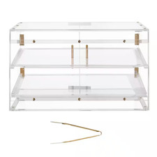 Bakery Display Case, 2-Tier Commercial Countertop Pastry Display Case, Clear Acr