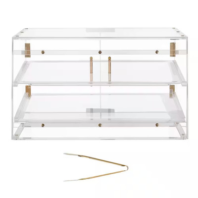 Bakery Display Case, 2-Tier Commercial Countertop Pastry Display Case, Clear Acr