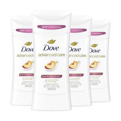 Antiperspirant Deodorant Stick Peach Chamomile 72HR 2.6oz Pack of 4 Dove Care