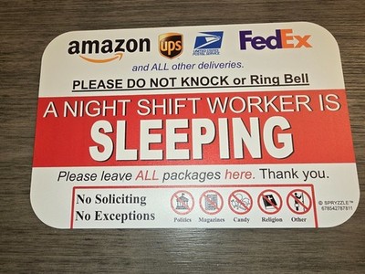 Night Shift Worker Sleeping Door Sign Do Not Disturb No Knocking Or Ringing Bell