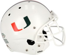 Miami Hurricanes Team-Issued White Helmet from the 2018-2022 NCAA