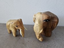 2x Deko Holz Elefant  großer und kleiner natur Holz