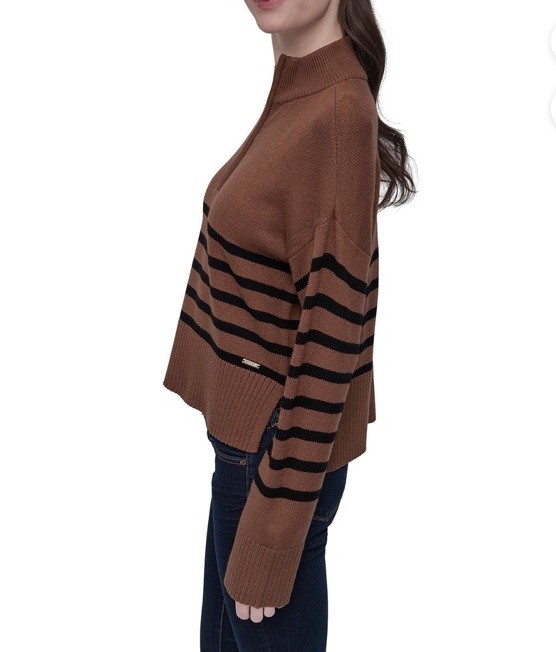 DKNY Women's Quarter-Zip Sweater Size Large Brown NWT With Free