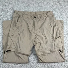 Magellan Fish Gear Pants Mens XL Khaki Tan Convertible Cargo Nylon Shorts