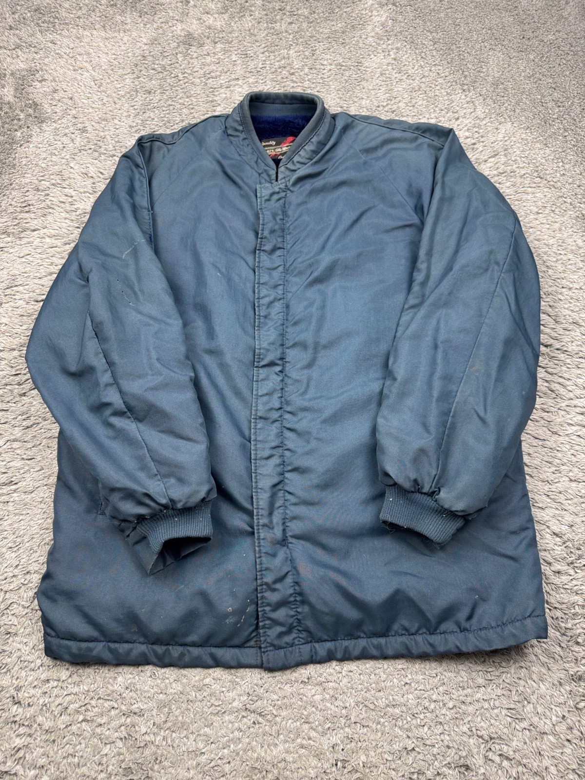 Vtg Sears Jacket Men 44 Tall Teal Sherpa Lined Quality Outerwear Windbreaker 70s