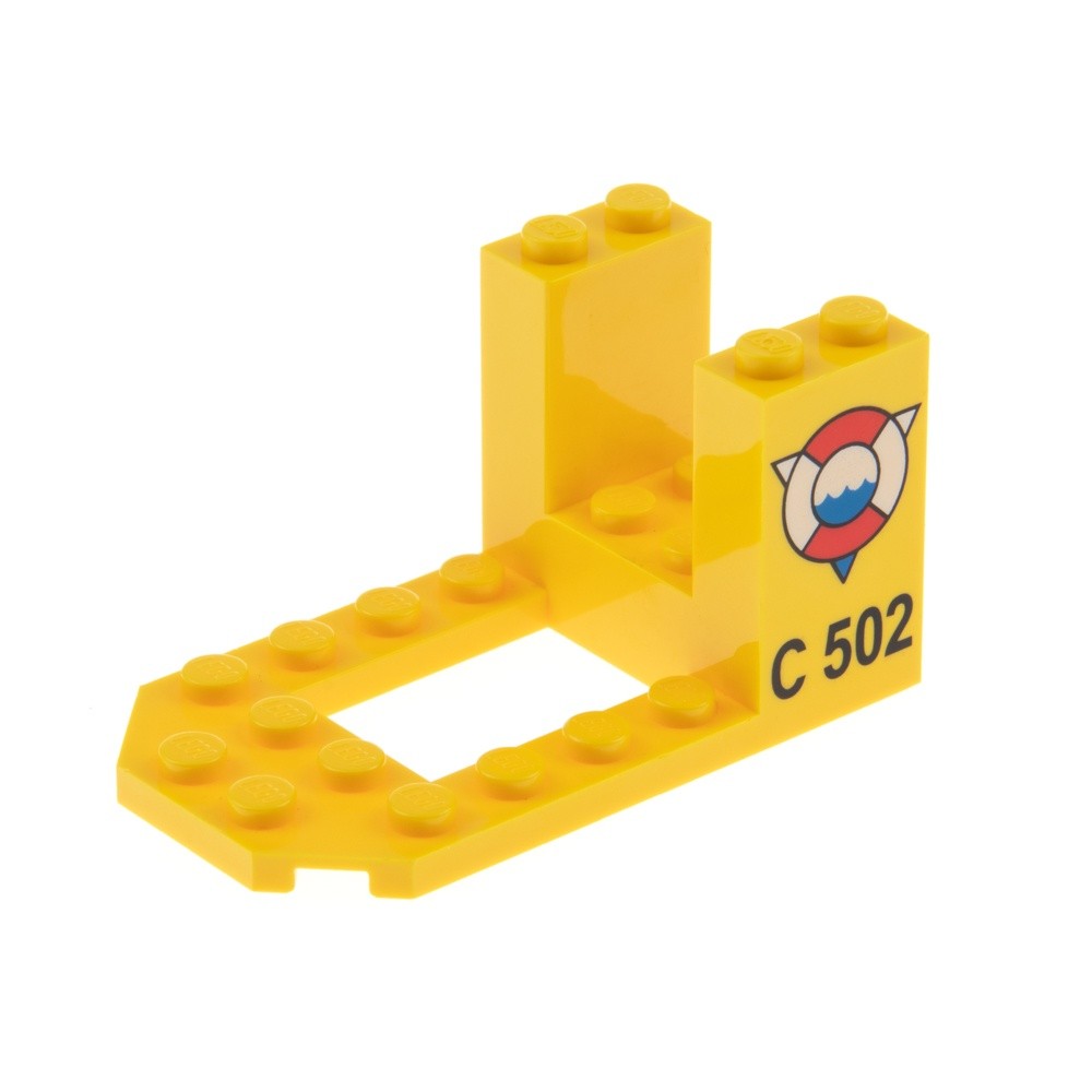 1x Lego Vehicle Cockpit 7x4x3 Yellow Printed Coast Guard Logo C 502 30250px4