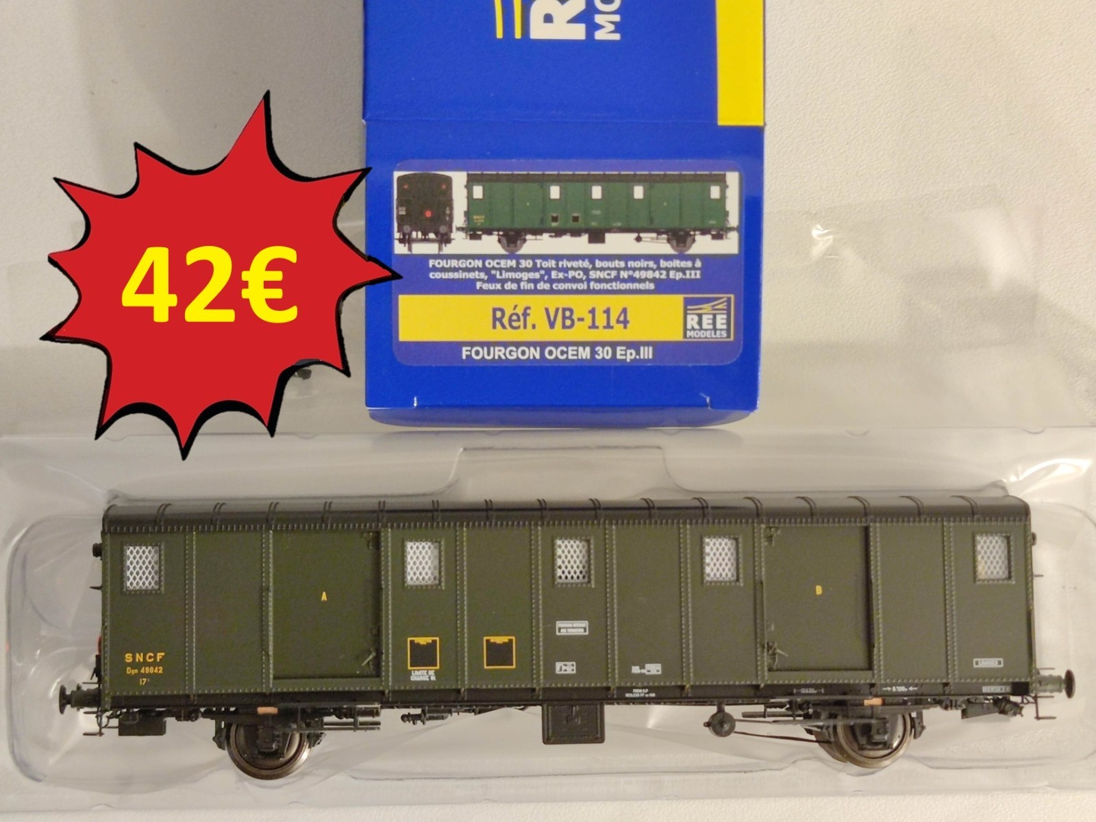 Fourgon OCEM 30 SNCF REE VB-114 wagon miniature HO Ep3