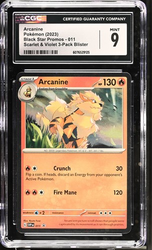 ARCANINE 011 SCARLET & VIOLET 3-PACK BLISTER POKEMON CGC 9 MINT