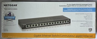 NETGEAR GS316 16-Port Gigabit Ethernet Unmanaged Switch New Sealed