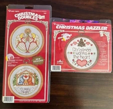 VTG VOGART CRAFTS SET OF 2 CHRISTMAS DAZZLER/DOUBLES CROSS STITCH KITS