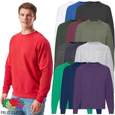 Fruit of the Loom Classic Raglan Sweatshirt Mens Casual Plain Jumper Pullover - Image 1 of 4