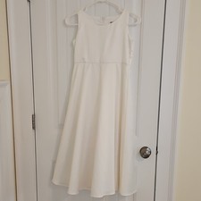 Girls 12 White Satin Formal Flower Girl Communion Special Occasion Holiday Dress