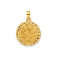 14k Yellow Gold Saint Joseph Round Medal Pendant Christian Catholic Devotional J