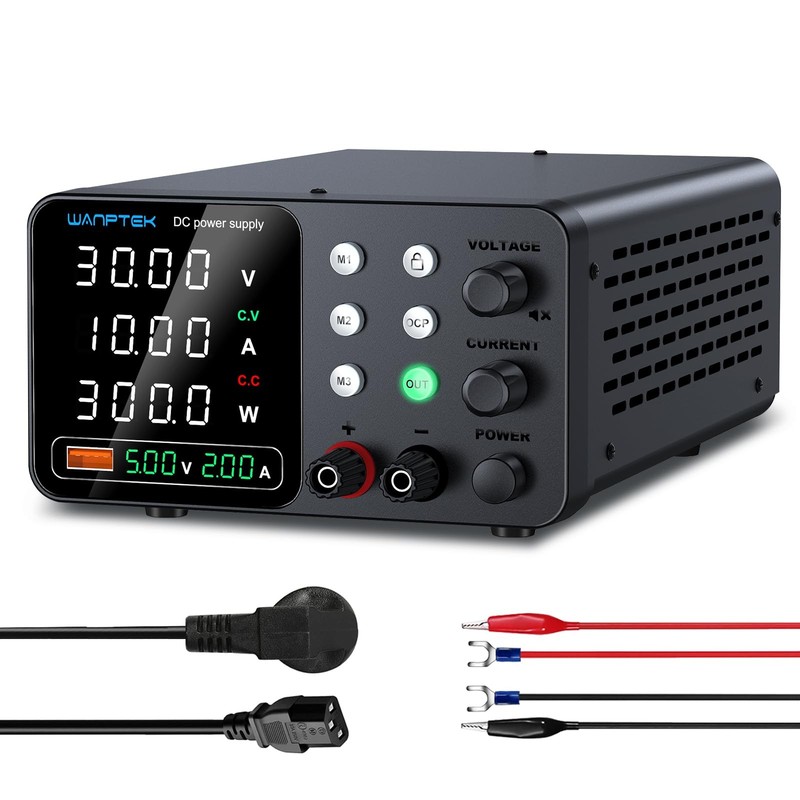 Bench Power Supply Variable 0-30V 0-10A DC Power Supply Adjustable with Memory