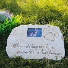 Pet Tombstone Dog or Cat Memorial Stone Personalized with Waterproof Photo Do...