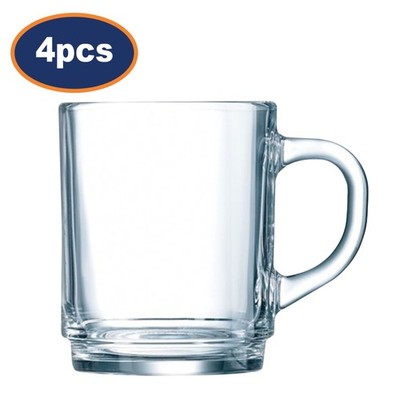 Luminarc Becher Hartglas klar stapelbar spülmaschinenfest Kaffee 230ml 4 Stück