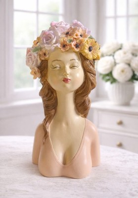 Frauen Mädchen Figur Büste Blüten 8x15cm Rosa Clayre & Eef NEU 2026 Geschenkidee